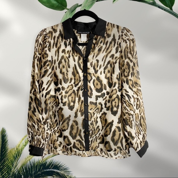 Sara Michelle - Sheer‎ Leopard Print Blouse - Sz. SP - Picture 1 of 6
